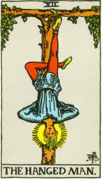 The Hanged Man in reversed orientation