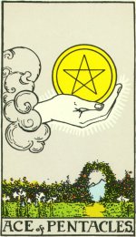 Ace of Pentacles in reversed orientation