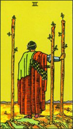 Three of Wands in reversed orientation