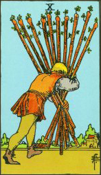 Ten of Wands in reversed orientation